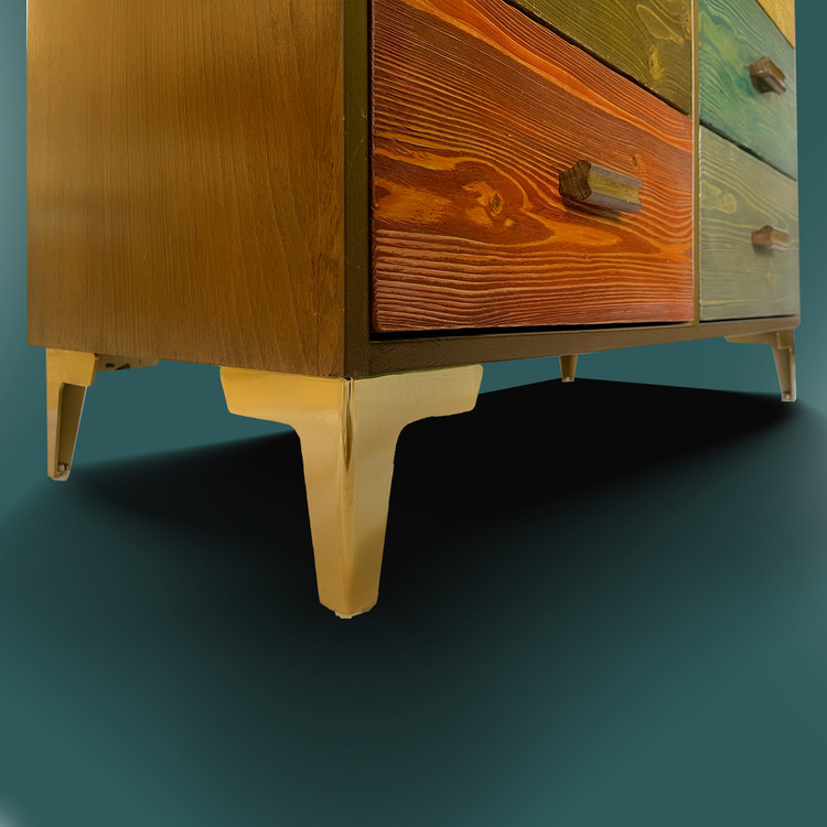 کنسول چوبی شش کشو رنگی جادار مناسب پذیرایی و اتاق نشیمن