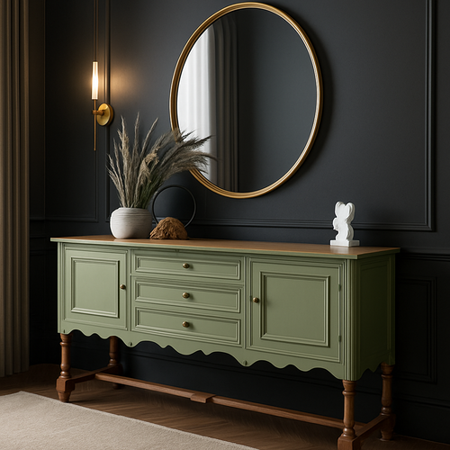 میز کنسول سبز لاکچری مناسب ورودی منزل و زیر آینه گرد